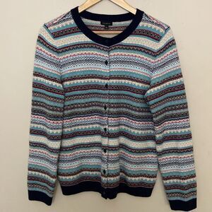 Talbot's Fair Isle Knit Cardigan Wool Blend size M Cottagecore Grandmacore Twee
